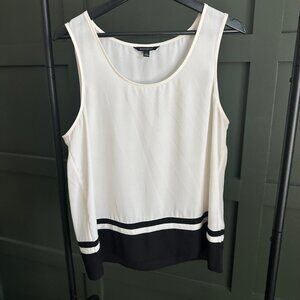Sleeveless Creme and Black Colorblock Blouse Banana Republic